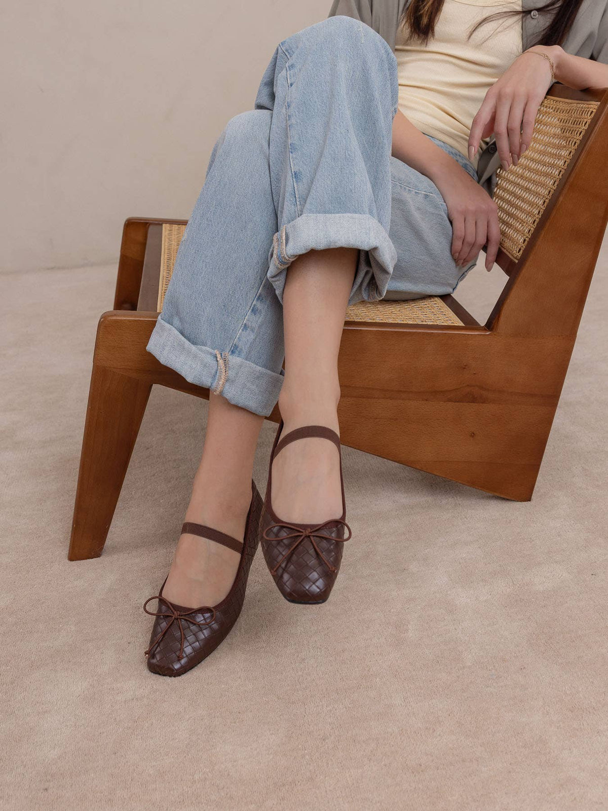 The Logan | Coffee Woven Ballet Fall Flat