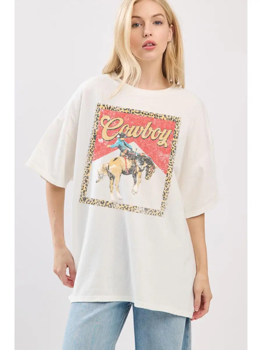 Cowboy Leopard Oversized Tee