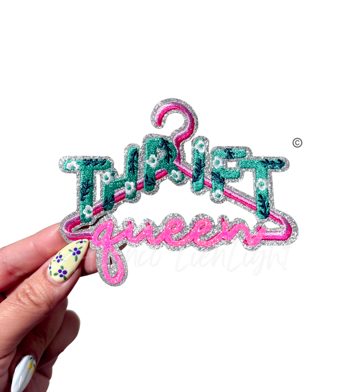 Thrift Queen Glitter Patch - Small