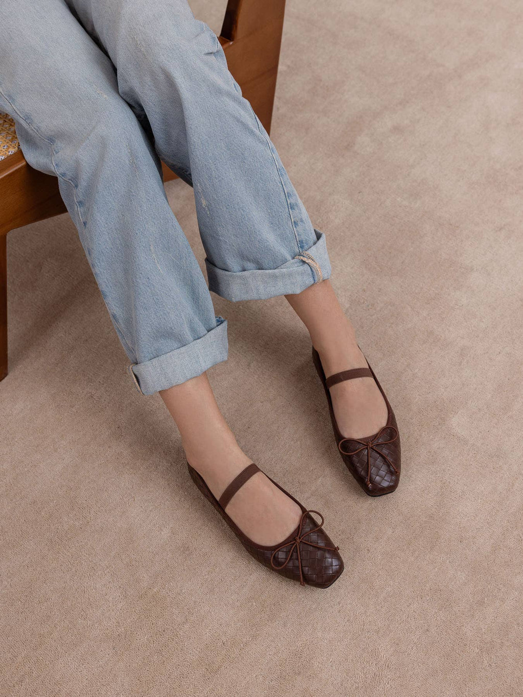 The Logan | Coffee Woven Ballet Fall Flat