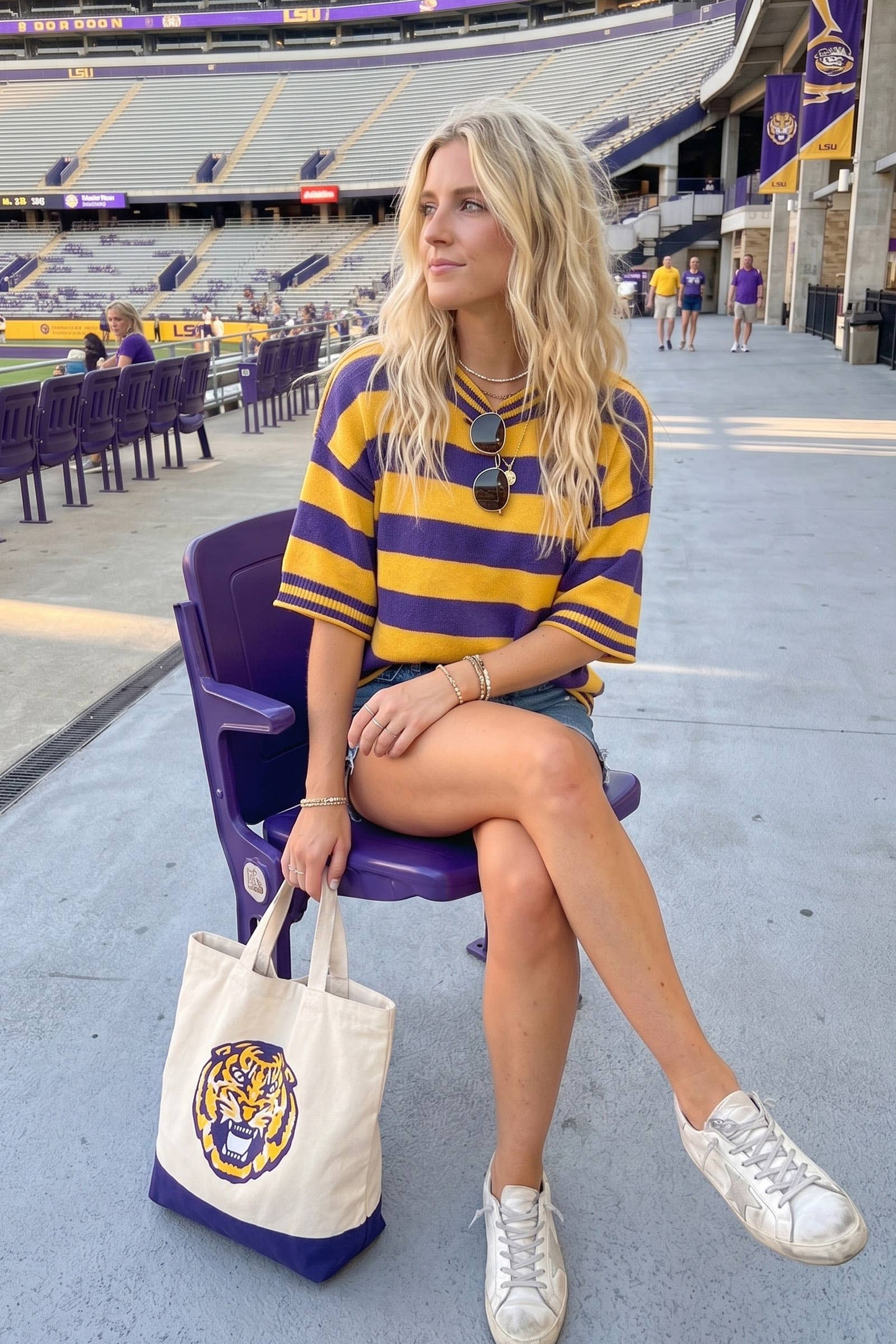 Gameday Stripe Knit Oversized Top