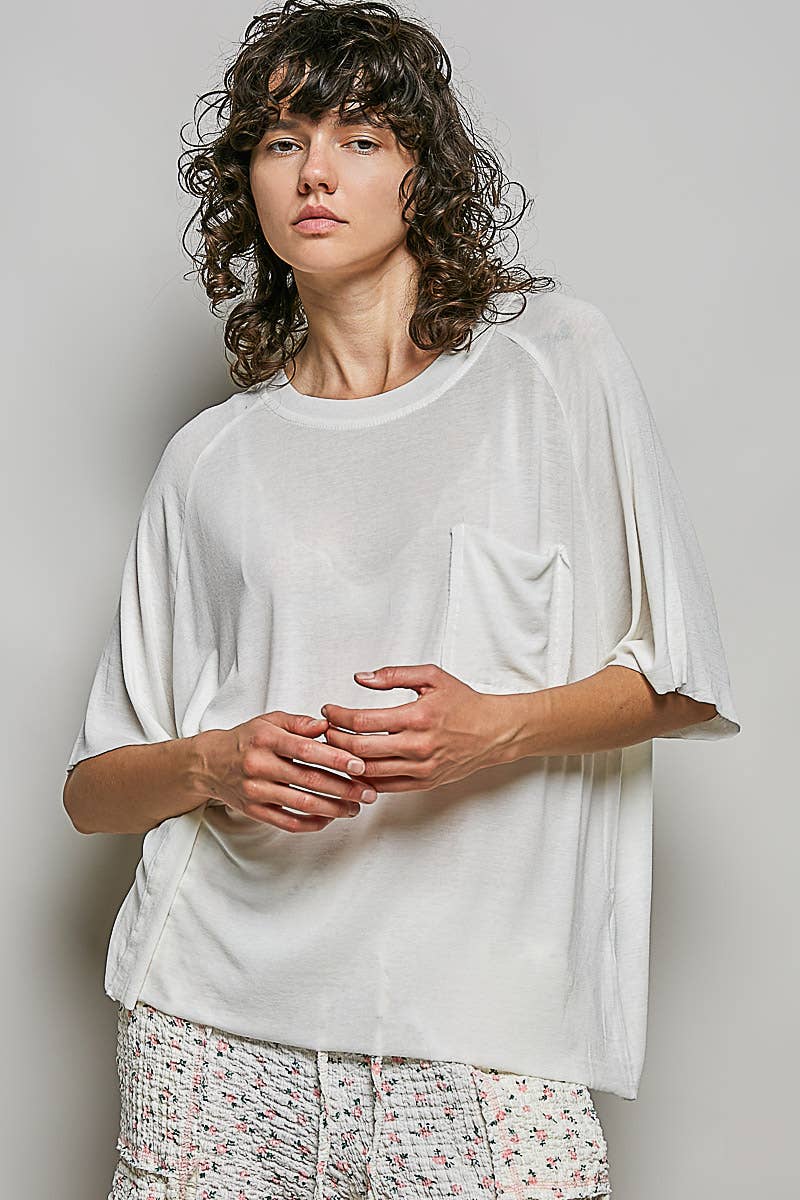 Vintage Washed Relaxed Fit Jersey Top Everyday Tee SALE