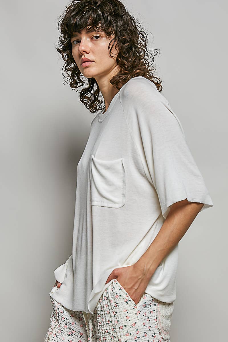 Vintage Washed Relaxed Fit Jersey Top Everyday Tee SALE