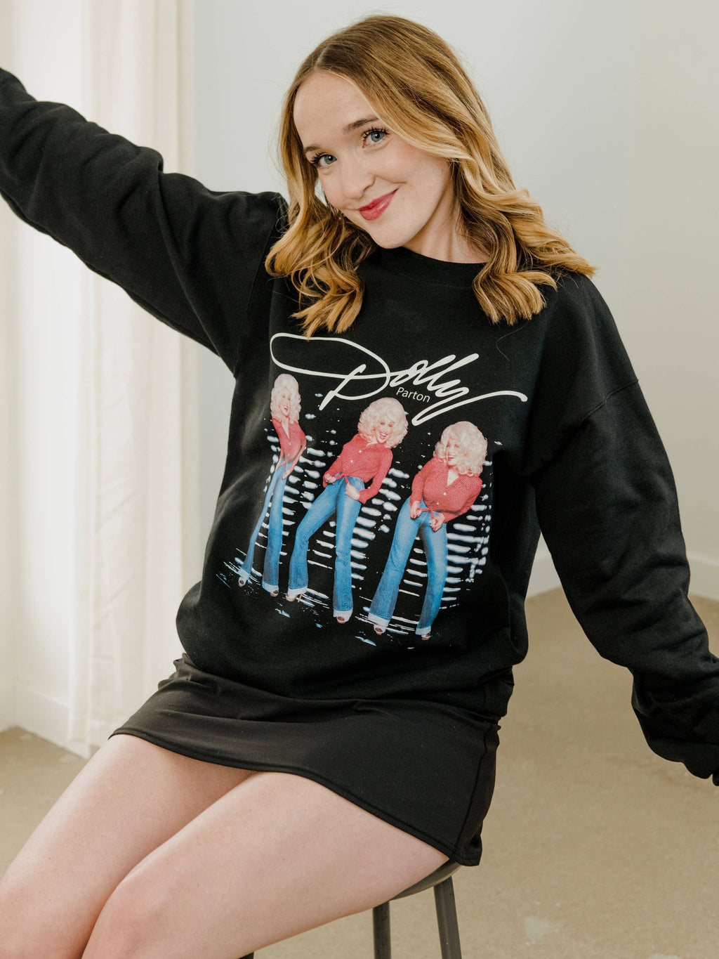 Dolly Parton Triple Threat Black Licensed Sweatshirt