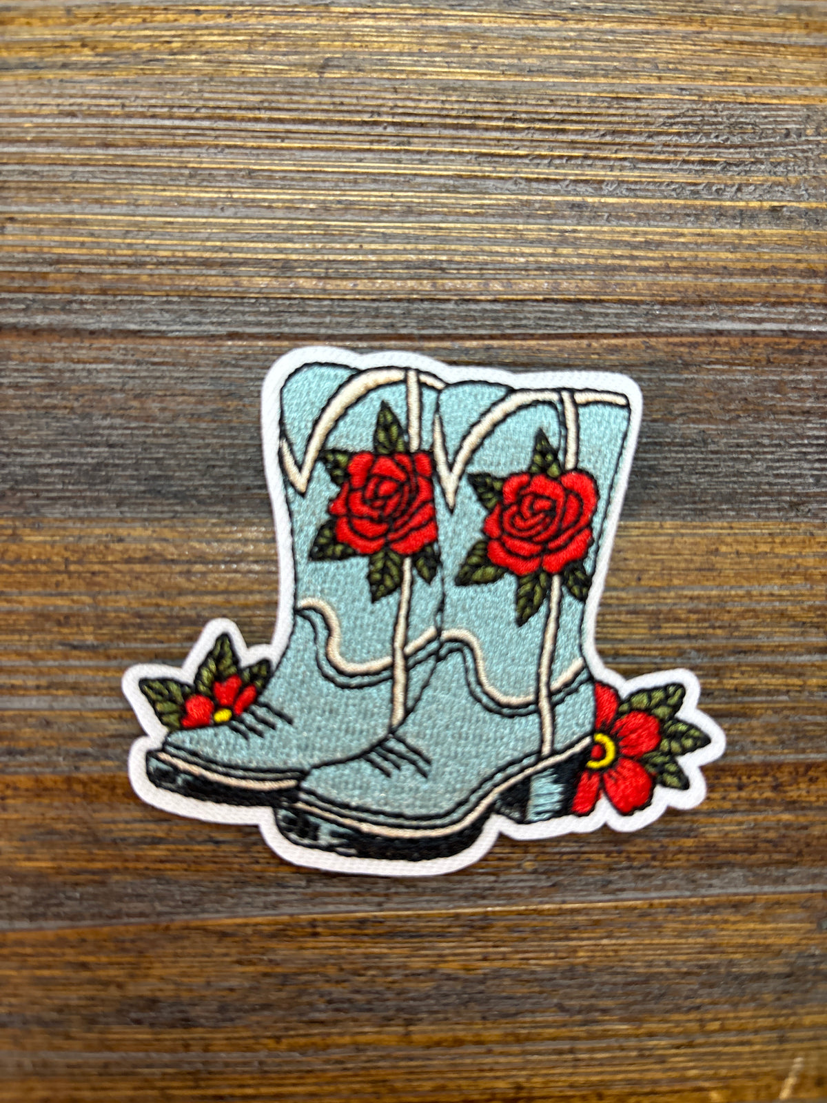 Rose Cowboy Boots Patch
