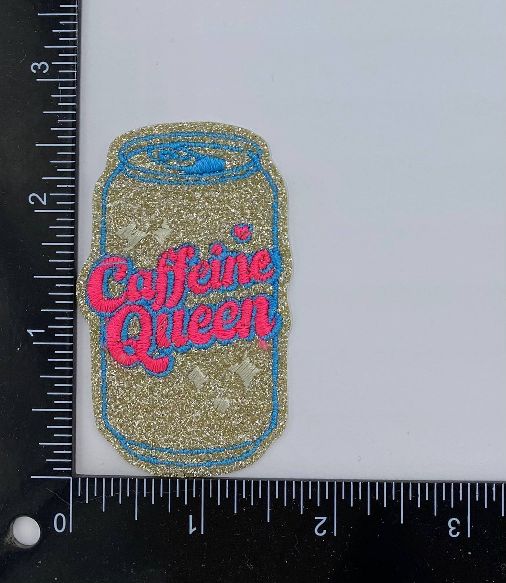 Caffeine Queen, Embroidered, Iron on Patch