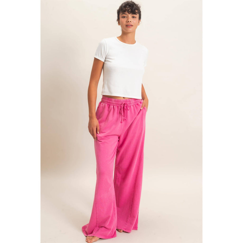Mineral Washed Wide Leg Pants