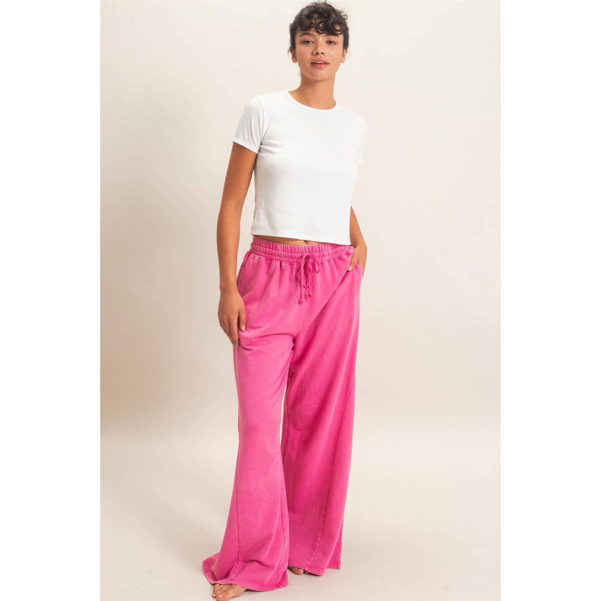 Mineral Washed Wide Leg Pants