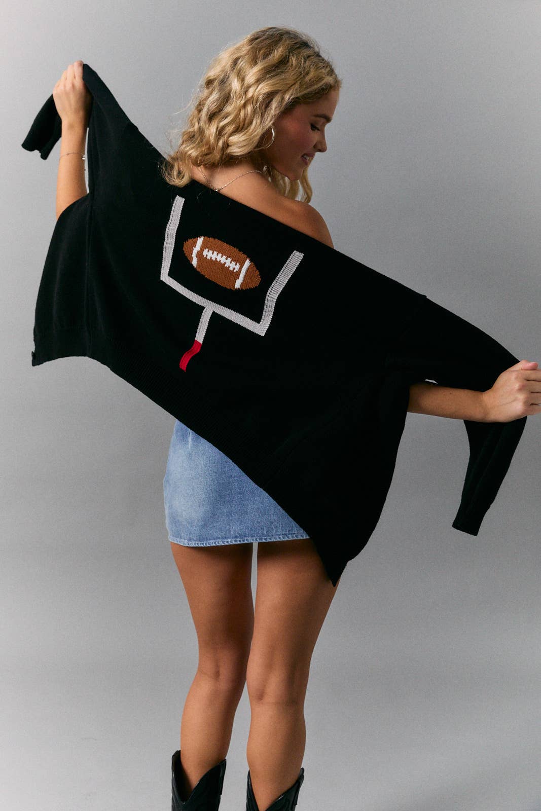 Long  Sleeve Football Sweater Cardigan