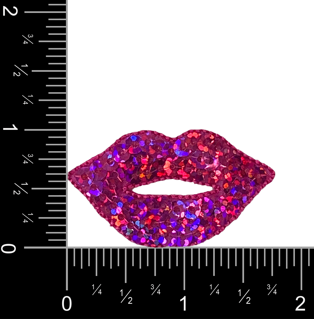 Hot Pink Sequin Lips, Fashion, Beauty, Iron on Patch