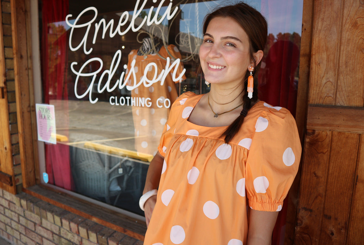 Gameday Polka Dot Puff Sleeve Dress