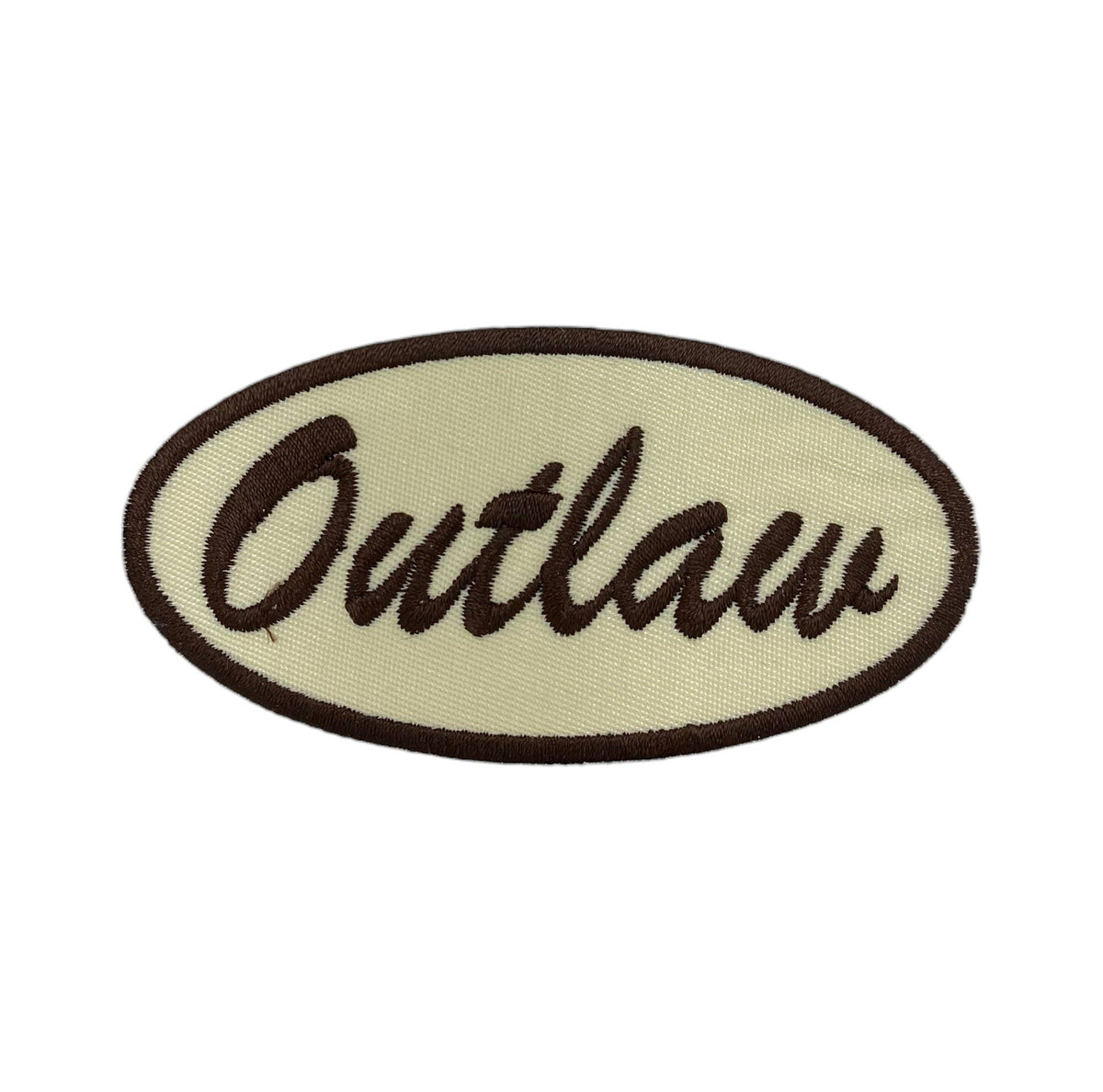Outlaw in Oval, Western Embroidered Iron on Patch