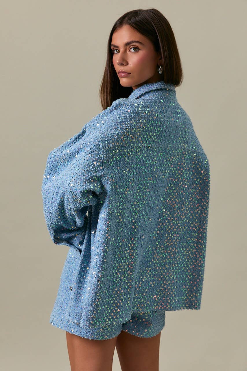 OVERSIZED DENIM SEQUINS SHACKET