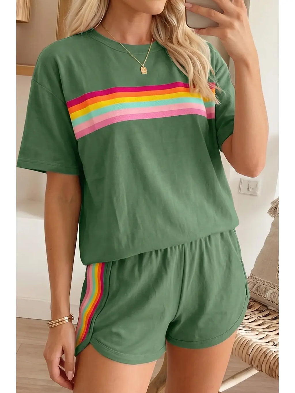 Vibrant Striped Two Piece Set
