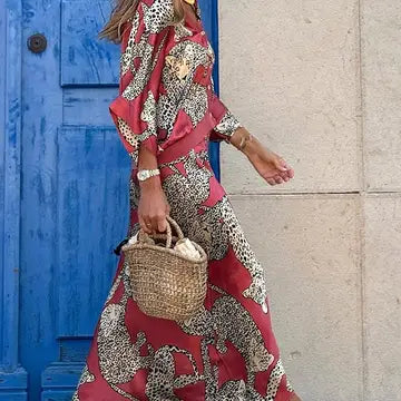 Retro Leopard Skirt Set