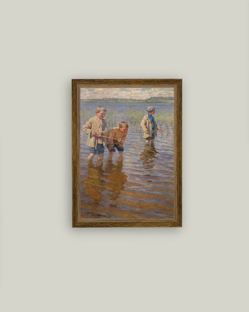 Mid-Day Fishing Framed Antique Art