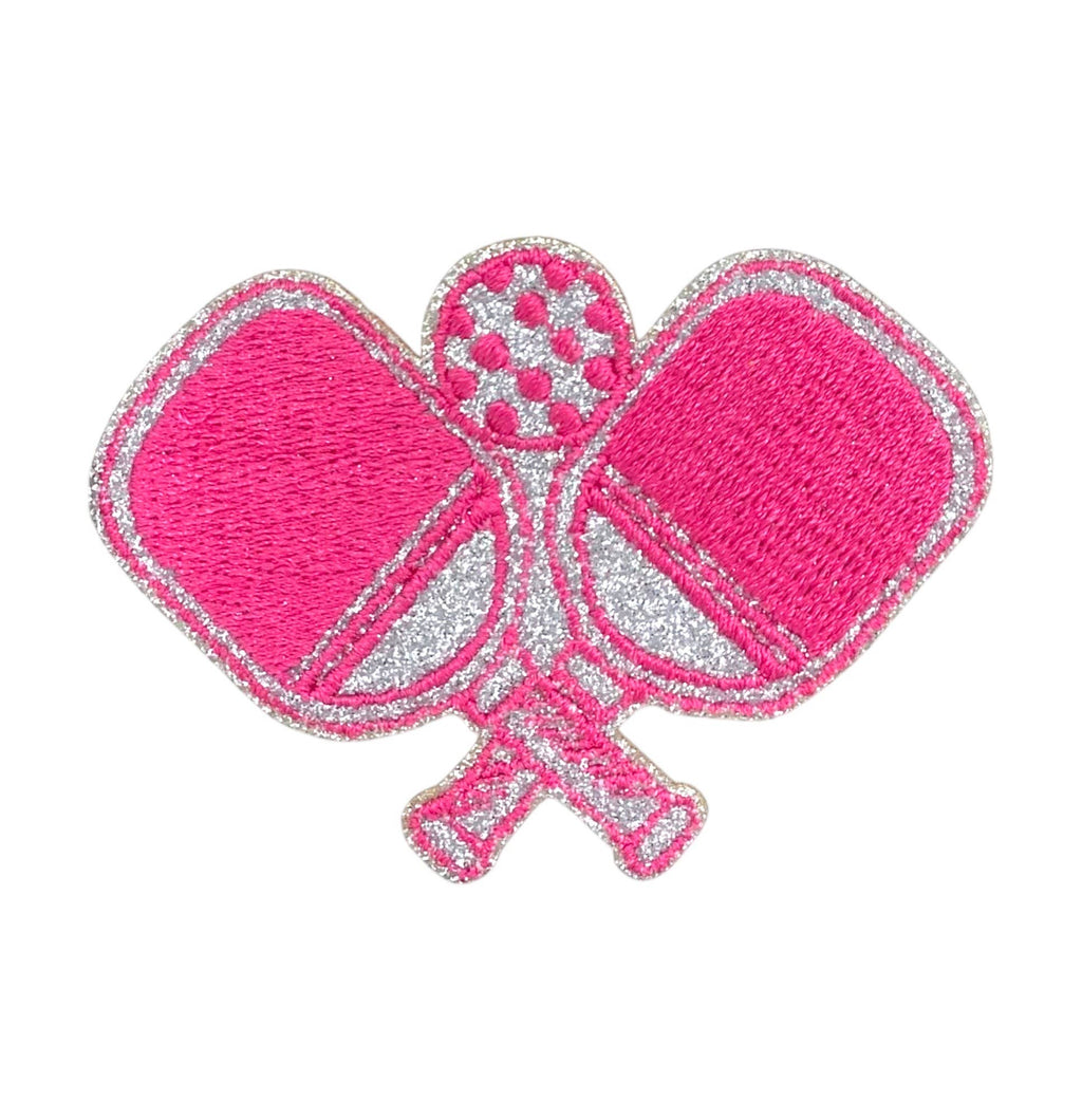 Glitter Pink Pickleball, Sports Embroidered, Iron on Patch