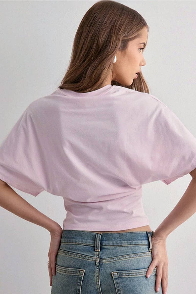 Ruched Waist Short Sleeve Top