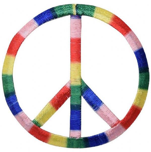 2" Multicolor Peace Sign, embroidered, Iron on Patch