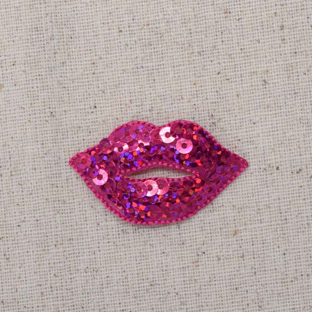 Hot Pink Sequin Lips, Fashion, Beauty, Iron on Patch