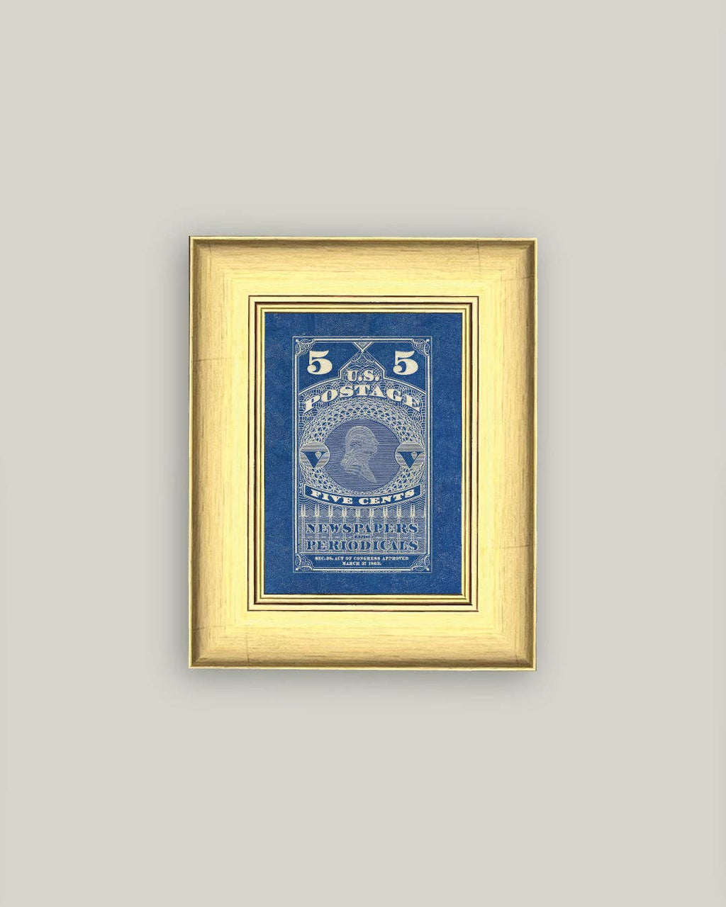 US Postage 5 Cents Framed Antique Art