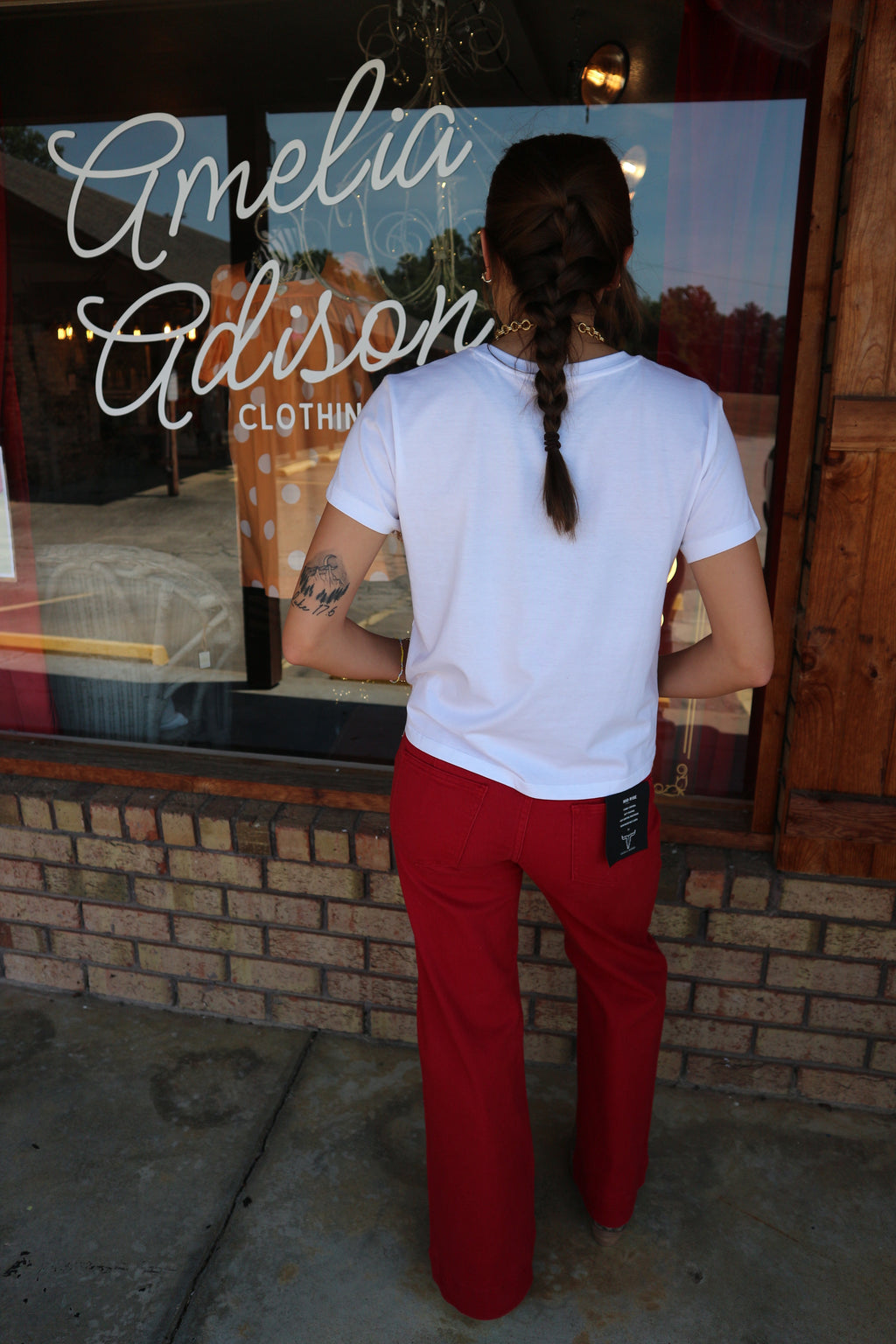 Cherry Western Denim Flare Jean