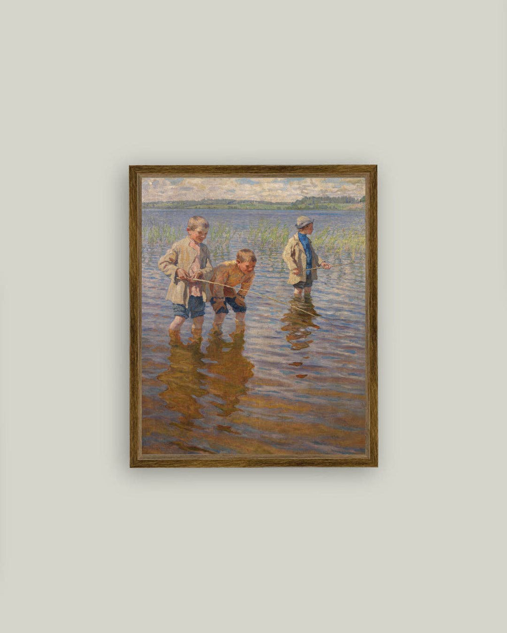 Mid-Day Fishing Framed Antique Art