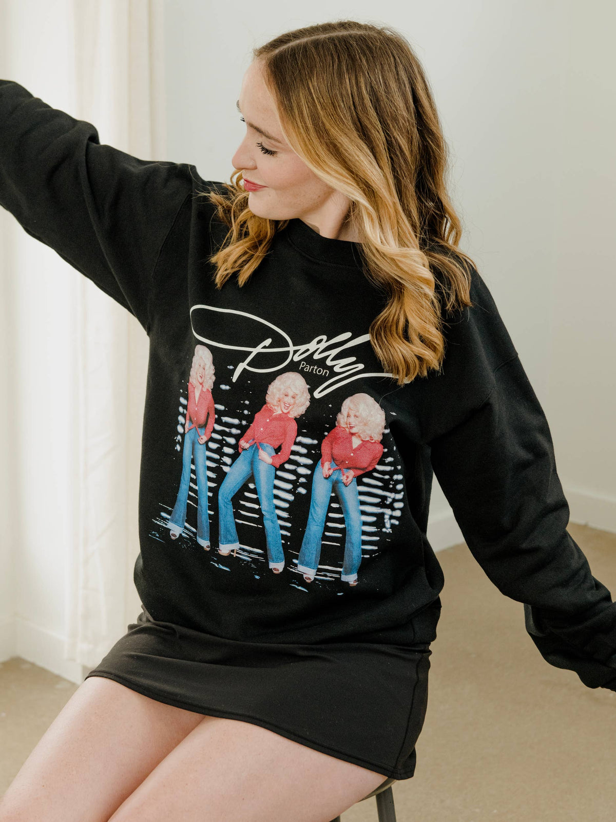 Dolly Parton Triple Threat Black Licensed Sweatshirt