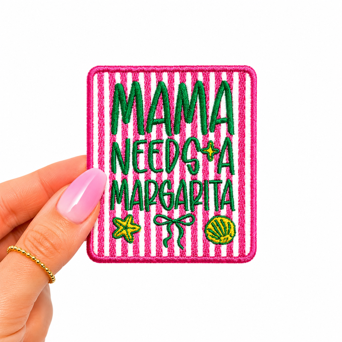 Mama Needs A Margarita Summer Striped Embroidery Patch 