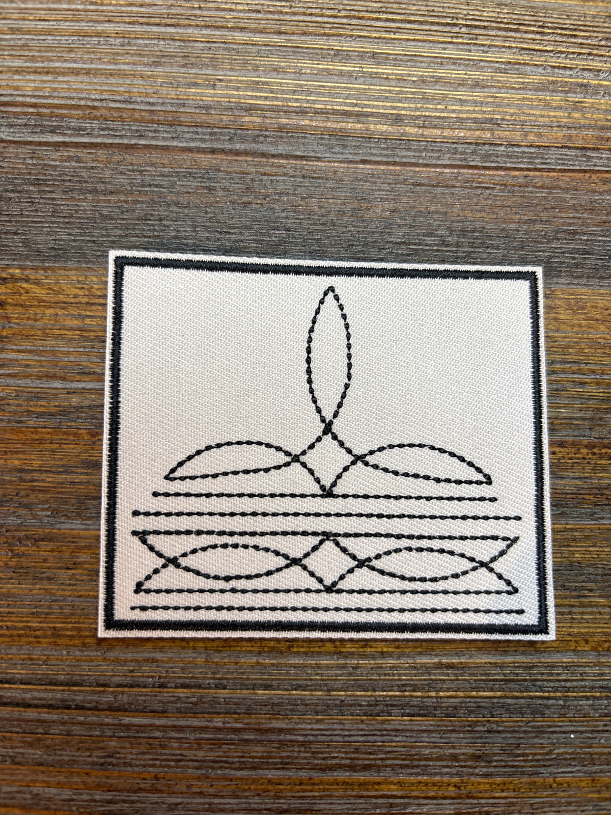 Western Boot Stitch In Light Gray Embroidered Patch