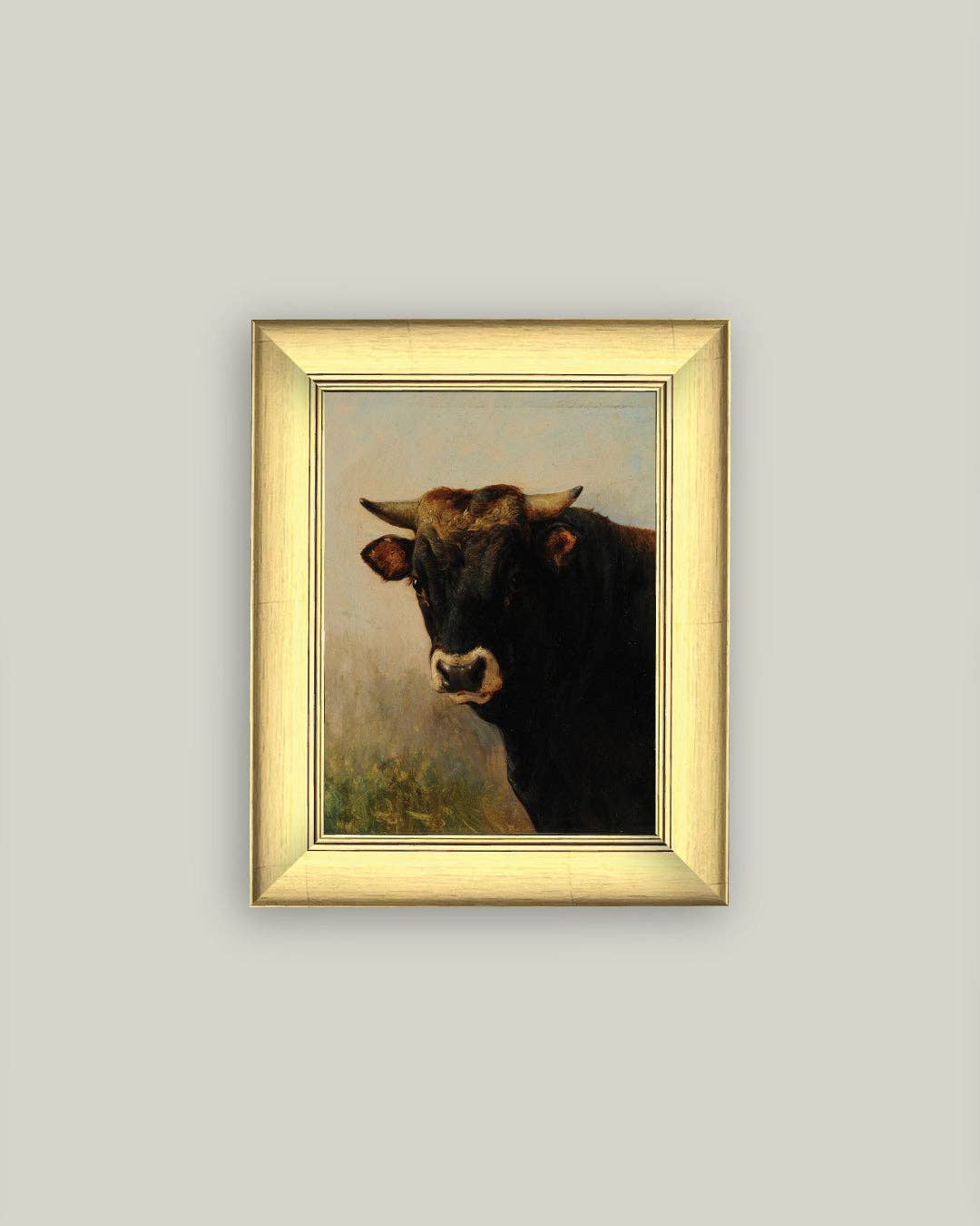 Black Ox Head Framed Antique Art