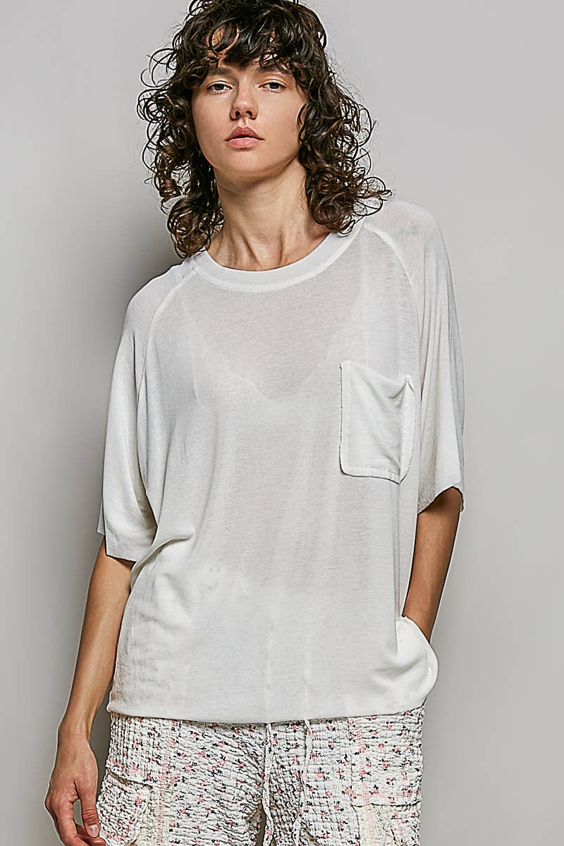 Vintage Washed Relaxed Fit Jersey Top Everyday Tee SALE
