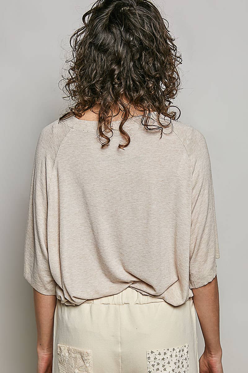 Vintage Washed Relaxed Fit Jersey Top Everyday Tee SALE