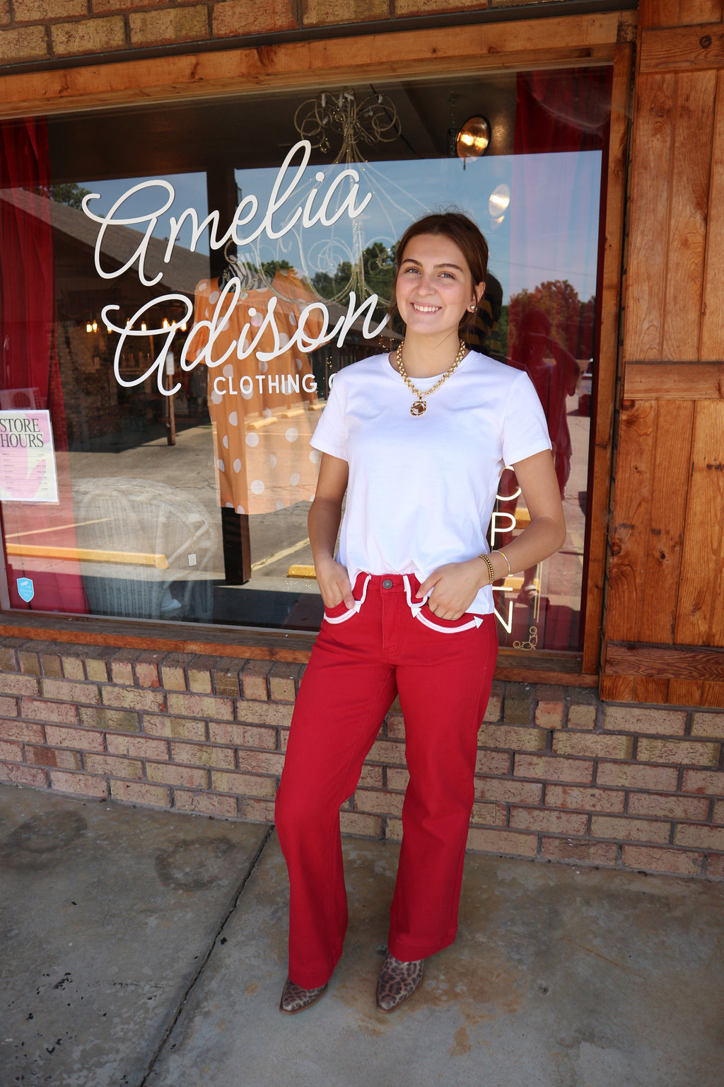 Cherry Western Denim Flare Jean