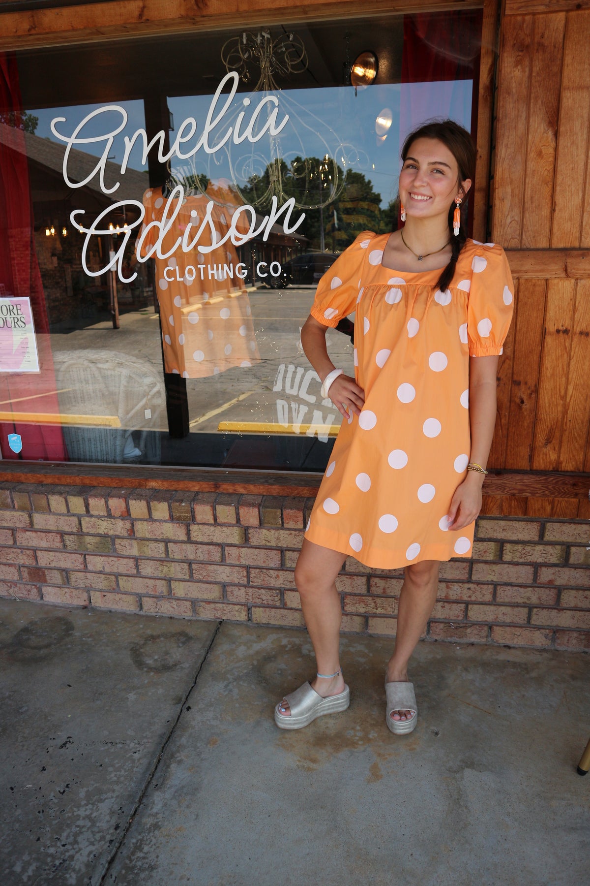 Gameday Polka Dot Puff Sleeve Dress