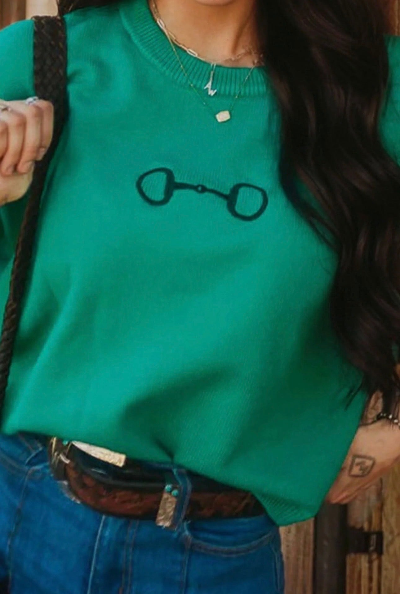 Green Horse bit Embroidered Sweater vest