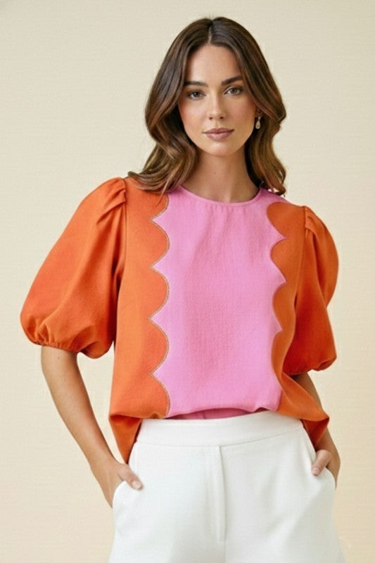 Romantic Wave Scallop Blouse