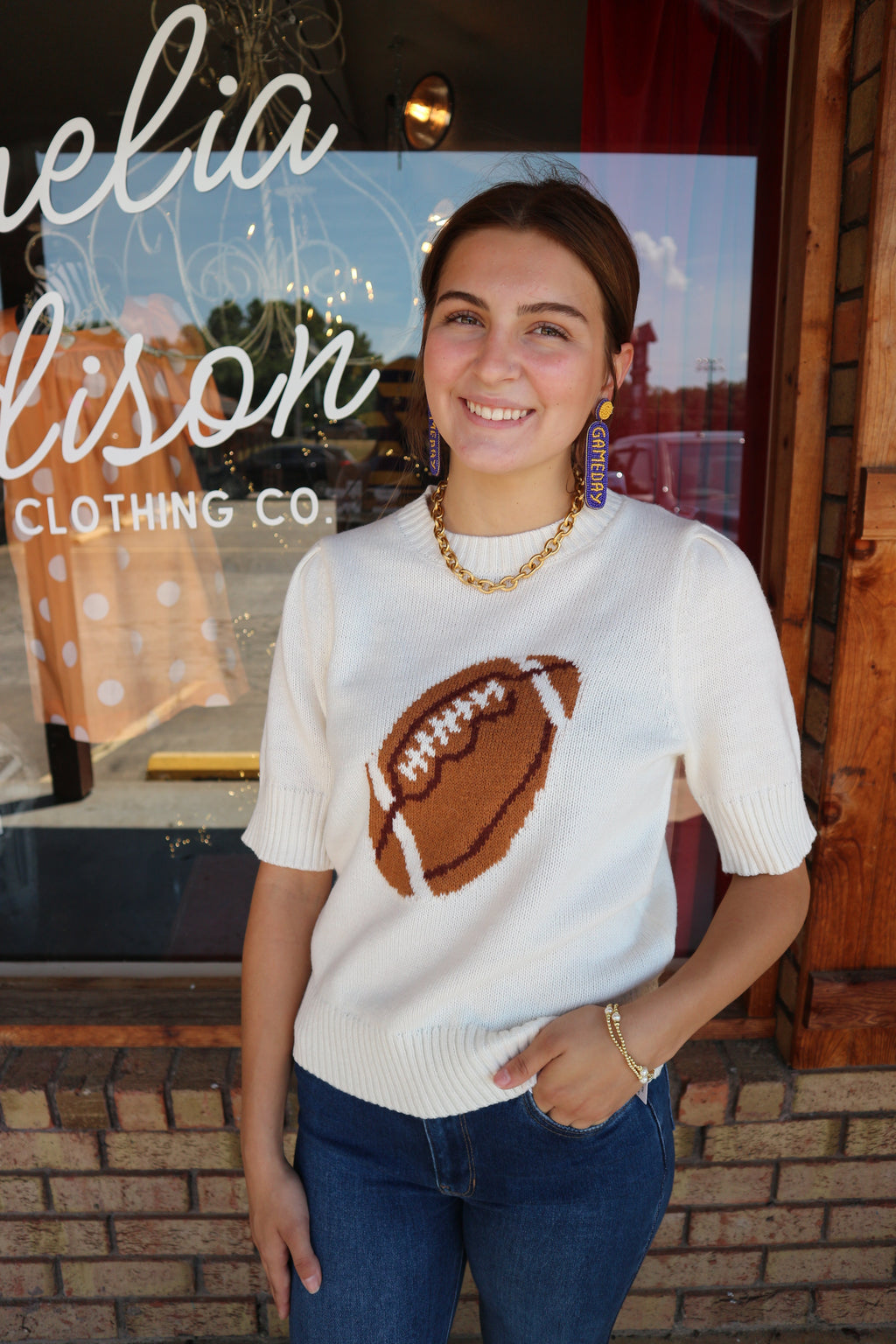 Football Puff Sleeve Top