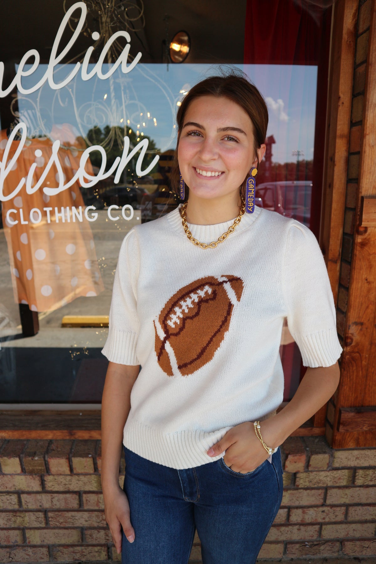 Football Puff Sleeve Top