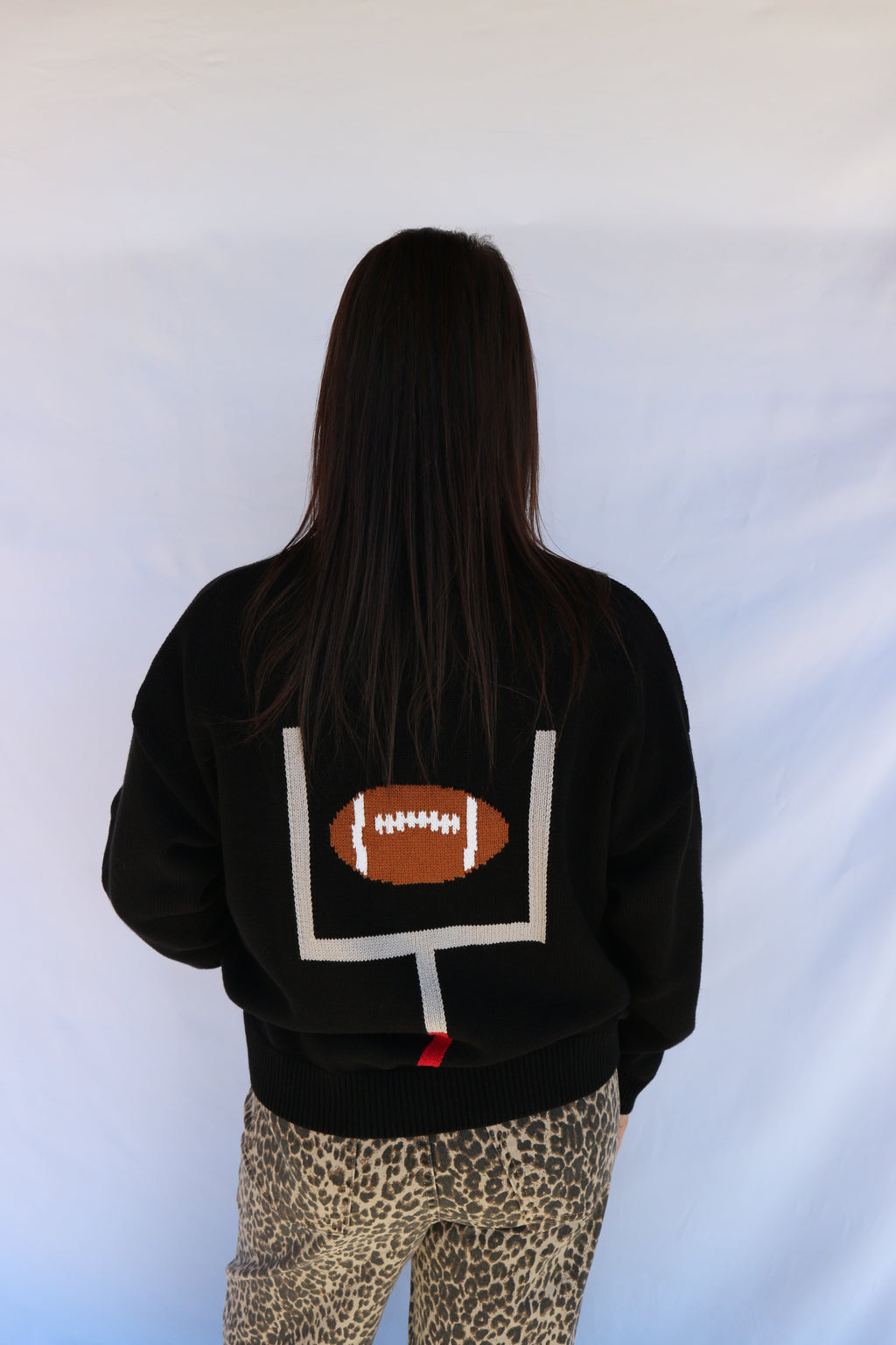 Long  Sleeve Football Sweater Cardigan