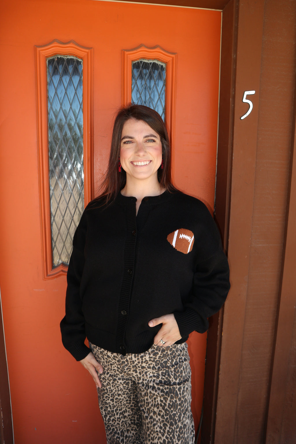 Long  Sleeve Football Sweater Cardigan