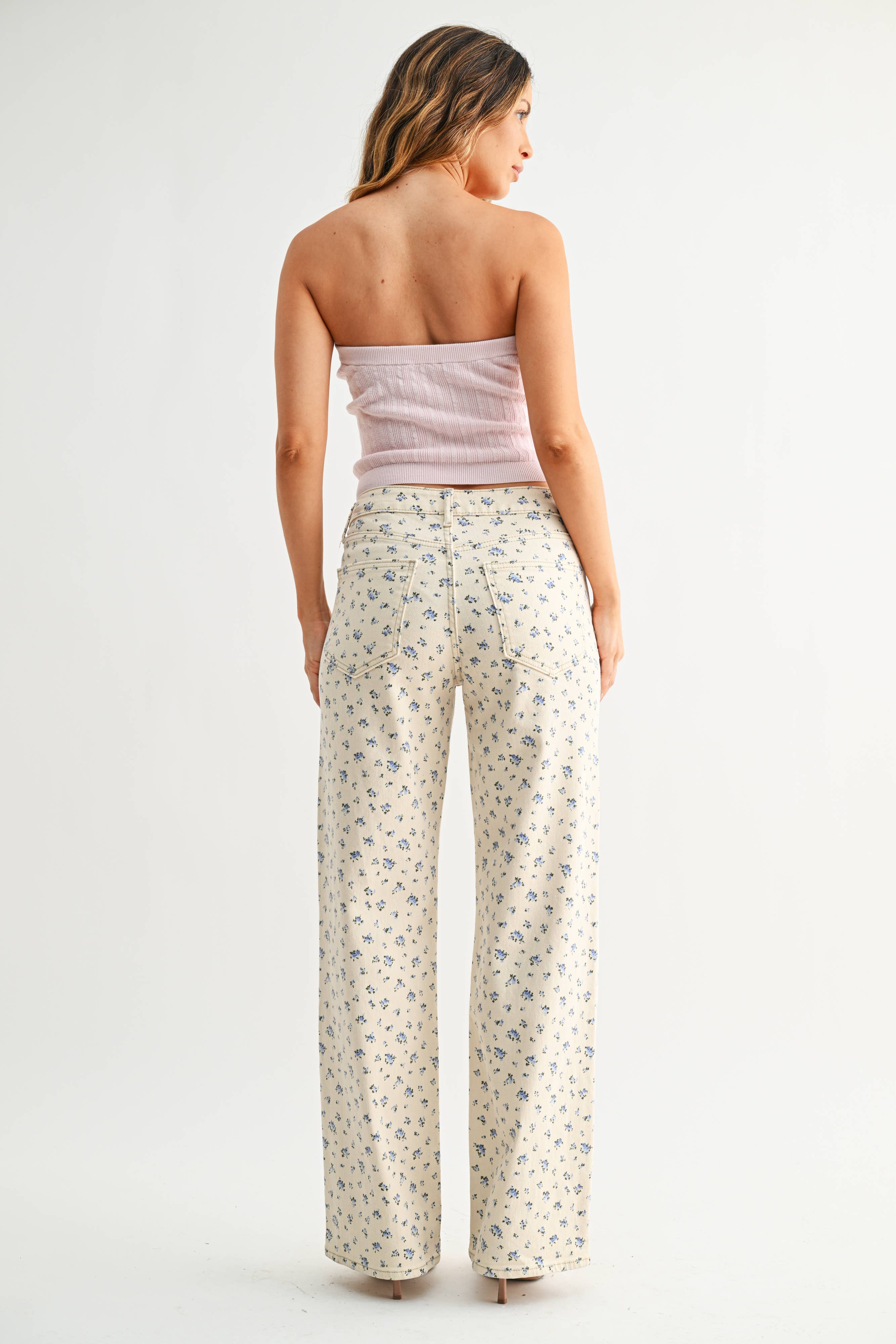 Vintage Flower Straight Leg Jeans