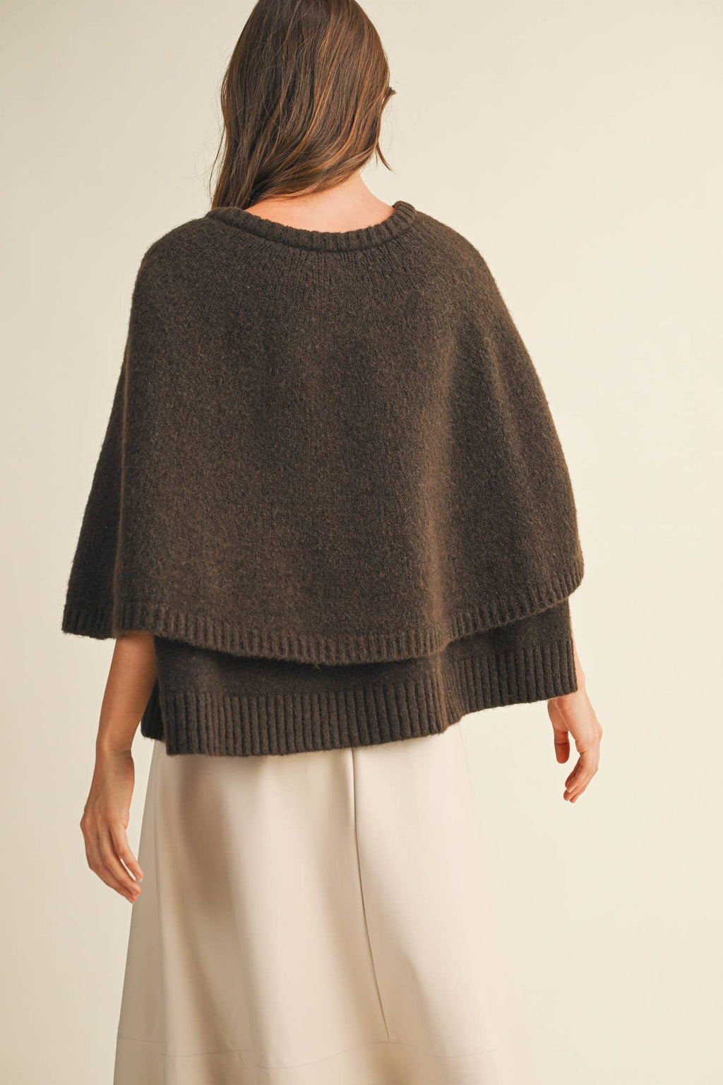 Button Front Tiered Knit Capelet