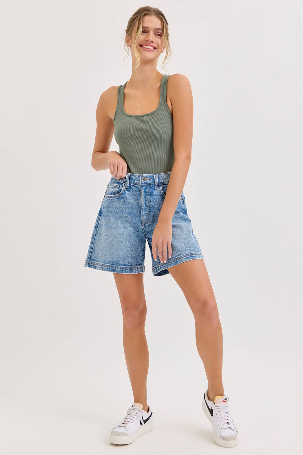 High Rise Midi Shorts with 6" Inseam
