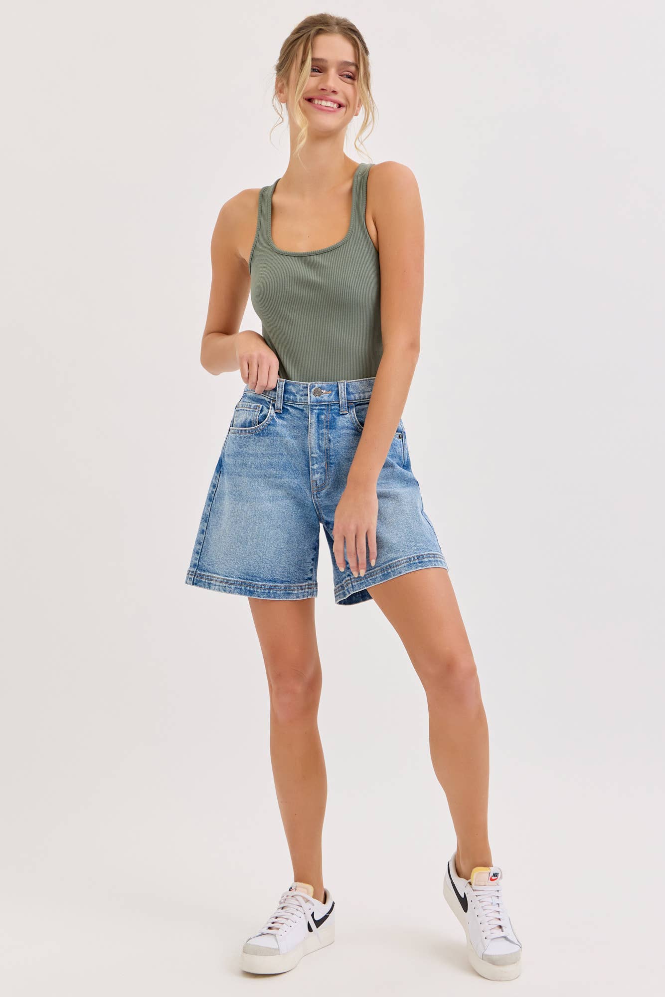 High Rise Midi Shorts with 6" Inseam