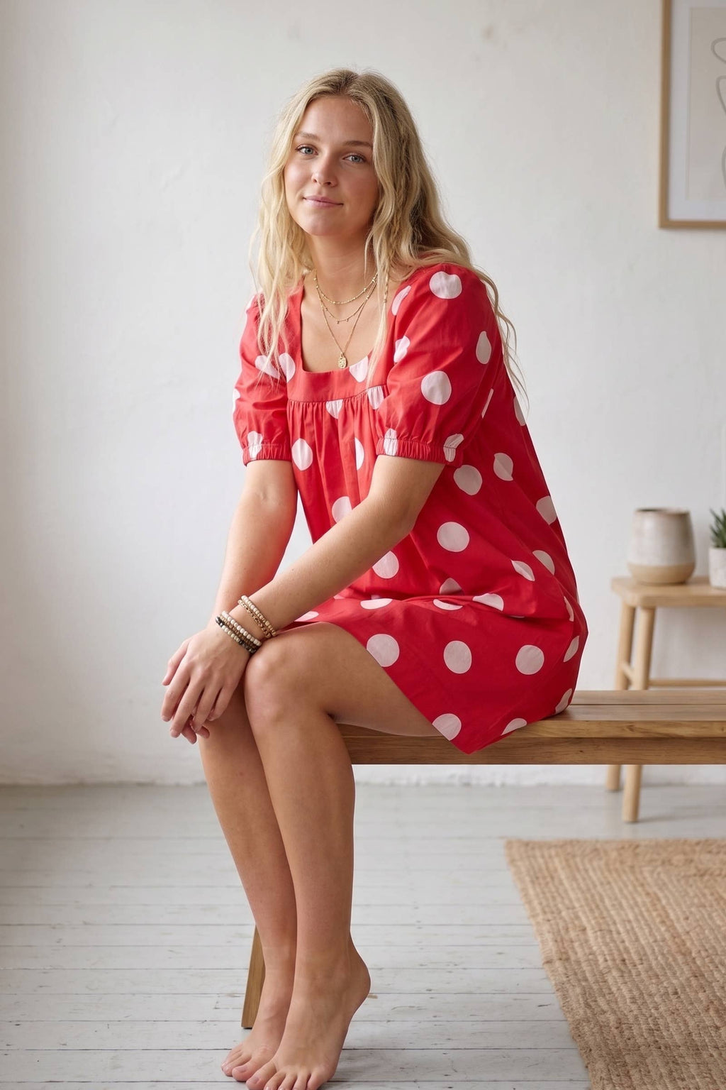 Gameday Polka Dot Puff Sleeve Dress