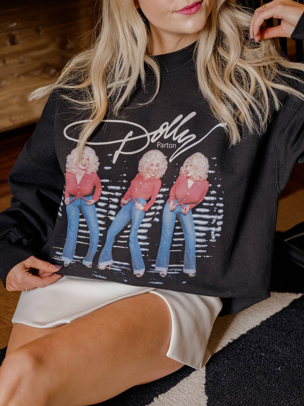 Dolly Parton Triple Threat Black Licensed Sweatshirt