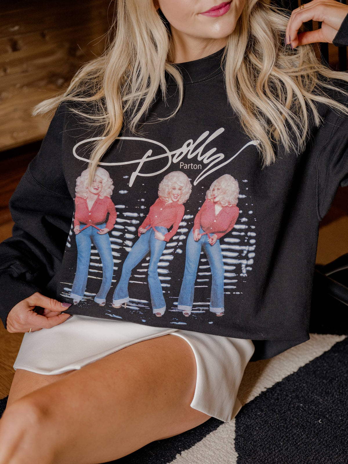 Dolly Parton Triple Threat Black Licensed Sweatshirt
