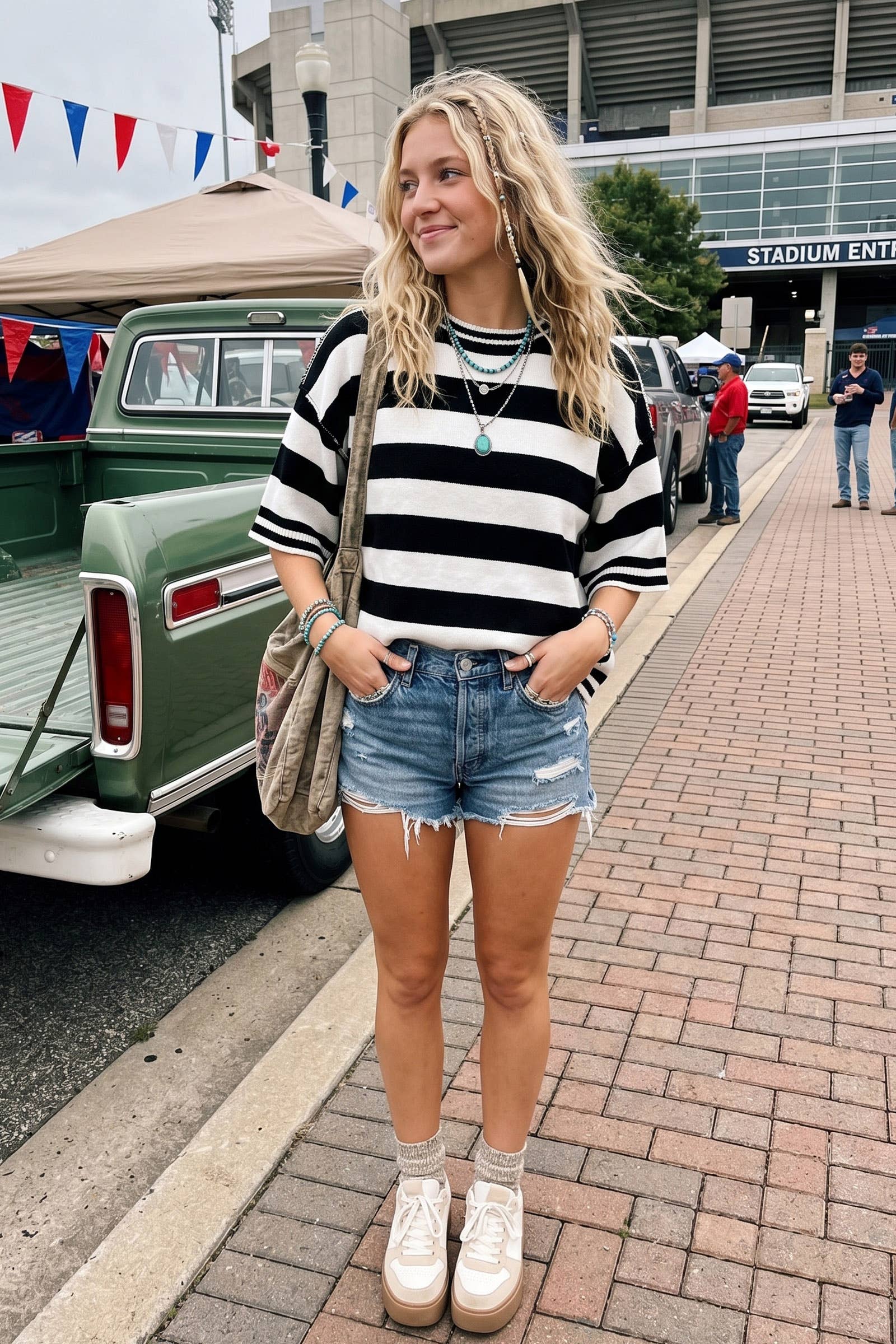 Gameday Stripe Knit Oversized Top