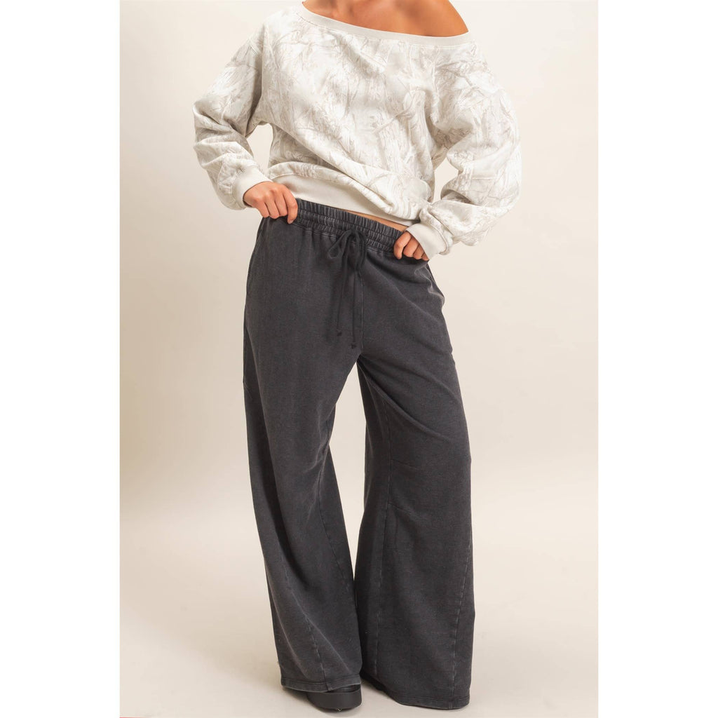 Mineral Washed Wide Leg Pants
